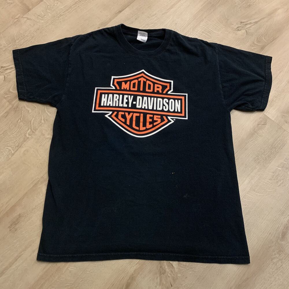 Vintage Y2K Harley Davidson Bar and Shield Logo T-Shirt Men's Large L Black MI